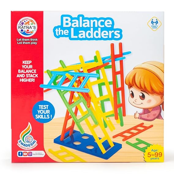 Ratna's Balance The Ladders Stacking & Balancing Skill Game for Family & Kids - Multicolor - Pack of 2 Pcs