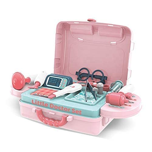 3 in 1 Doctor Set Toy with Portable Medical Clinic Suitcase & Equipment for Little Doctor's & Nurses,Doctor Kit Toy with Trolley Suitcase On Wheels