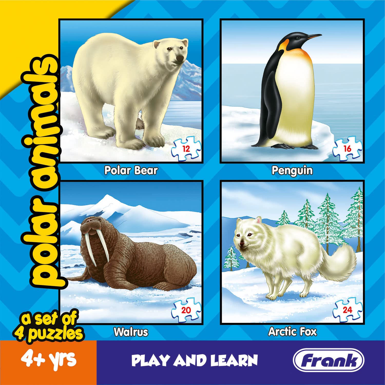 Frank Animal Puzzles for Kids - Polar Animals - Set of 4 Jigsaw Puzzles for Kids