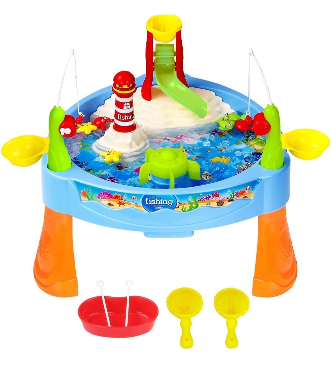 Water Paradise Fishing Game Set (Battery Operated) with Electric Rotation and Lights and Sounds for Kids Multicolor