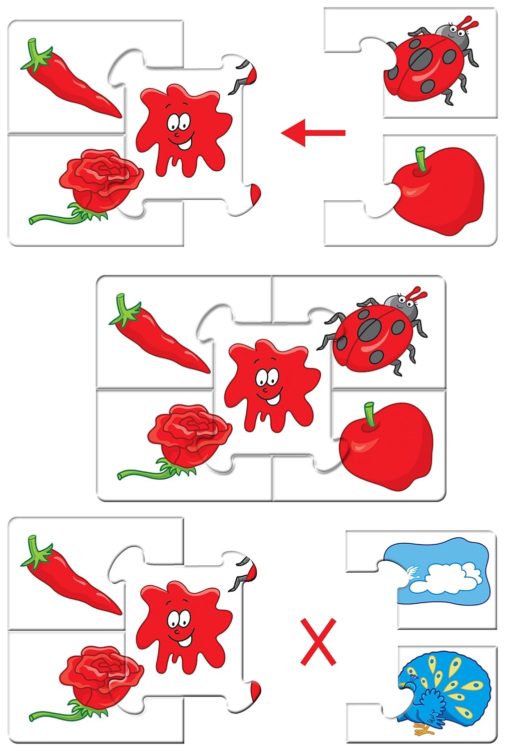 Frank Playing with Colors Puzzle – 40 Pieces, 8 Self-Correcting 5 Piece Puzzles - Early Learner Matching Puzzles for Kids - Multicolor