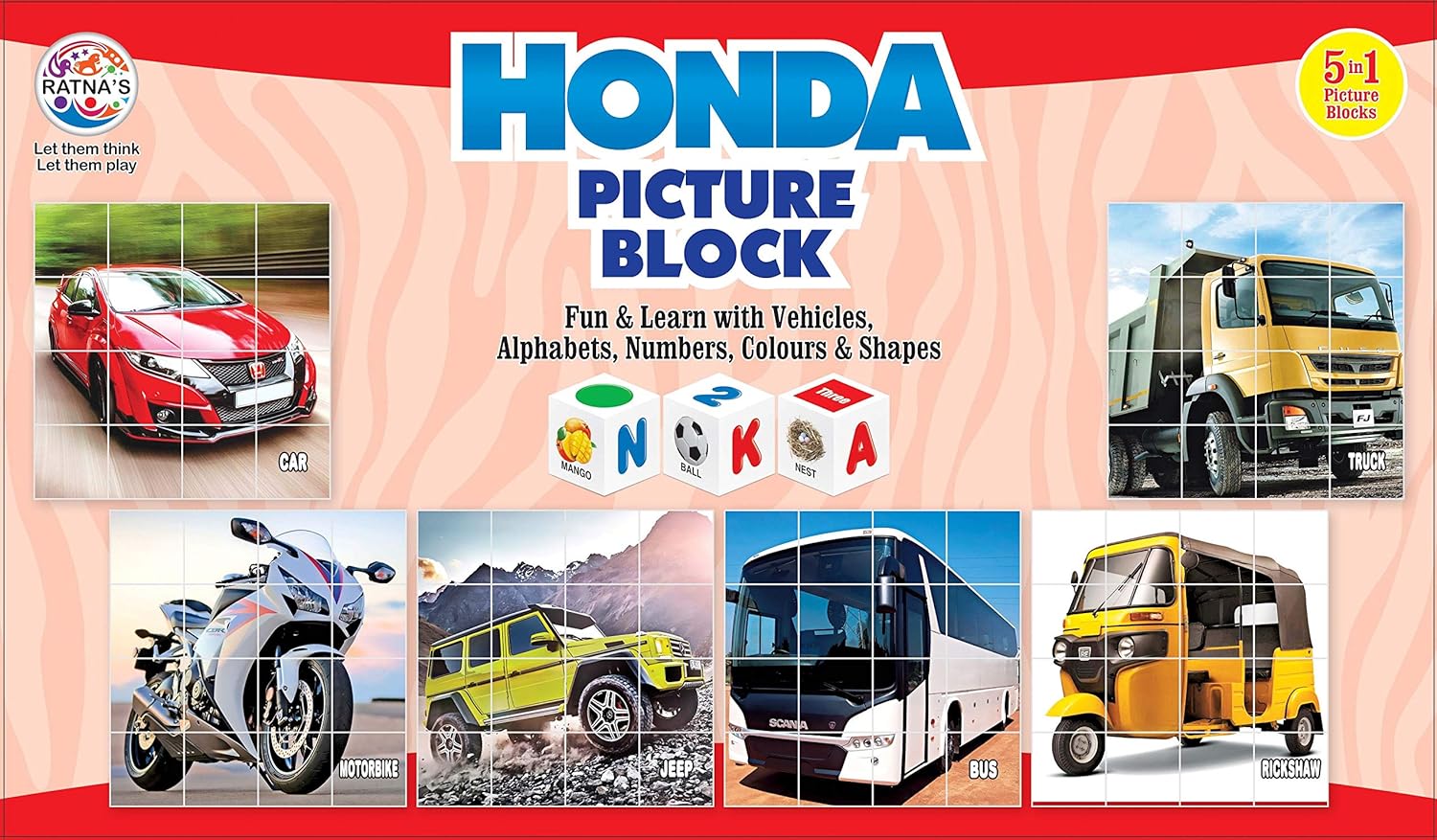 Ratna's Educational Honda Vehicle Blocks for Kids to Enhance Their knowledge About Vehicles and Educational Blocks Multicolor