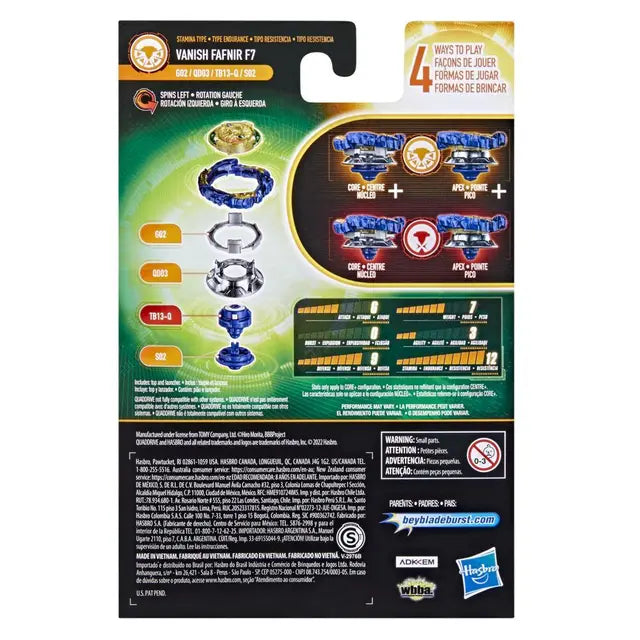 Beyblade Burst QuadDrive Vanish Fafnir F7 Spinning Top Starter Pack -- Battling Game Top Toy with Launcher