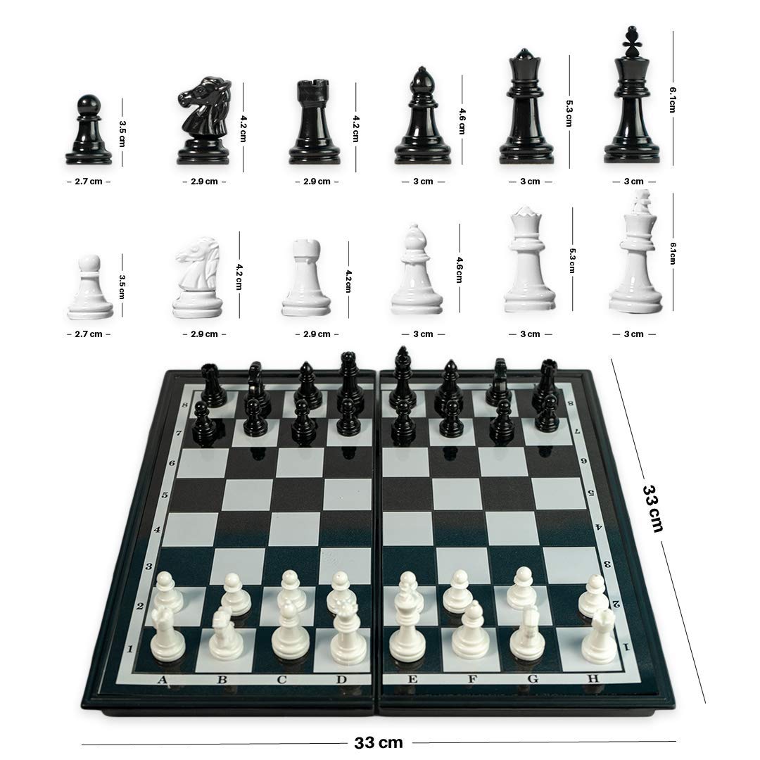 Ratna's Black & White Magnetic Chess Set - Black & White