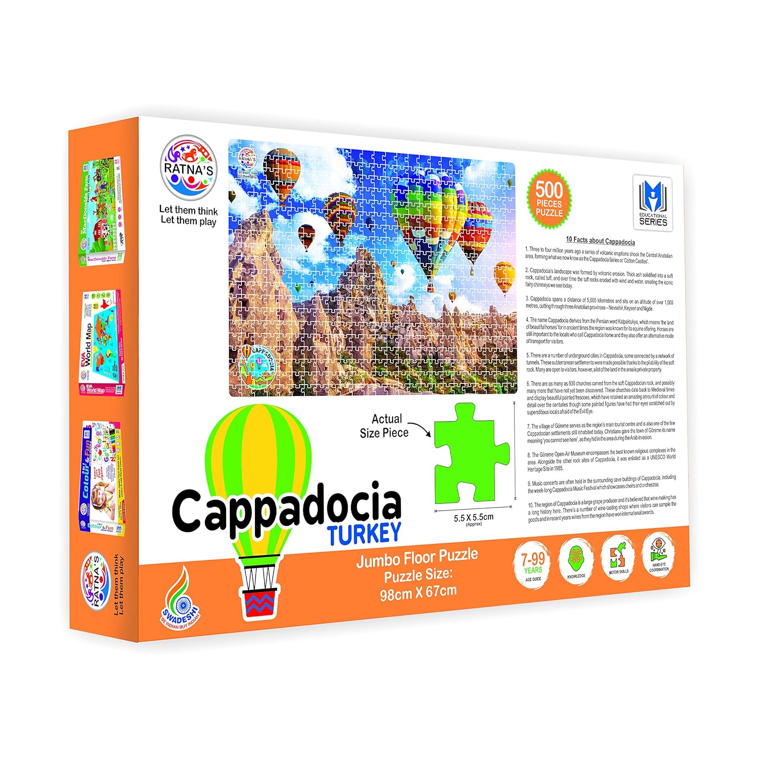 Ratna's Cappadocia Turkey 500 Pieces Jumbo Floor Jigsaw Puzzle - Multicolor