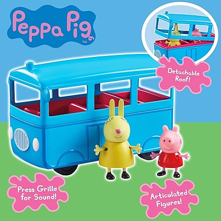 Planet Push Along School Bus with Peppa Pig and Mrs Rabbit Figures - Multicolor
