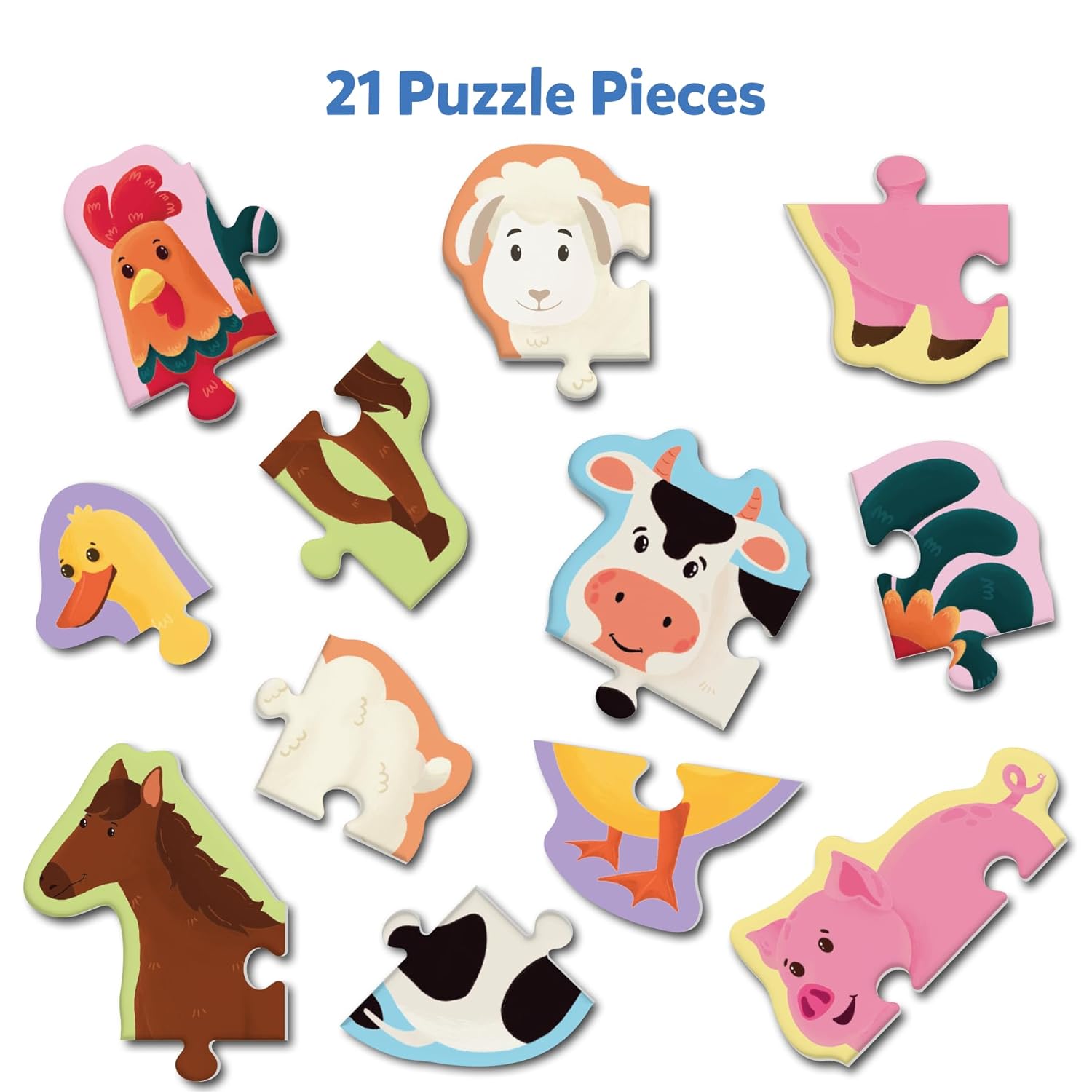 Skillmatics My First Puzzle Set - 21 Piece Farm Animal Jigsaw Puzzles, Educational Toddler Toy for Kids