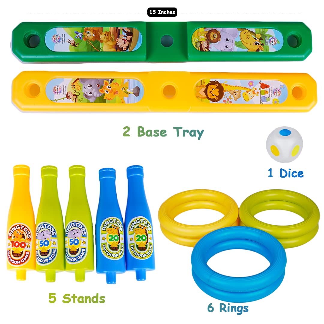 Ratna's 2 in 1 Colour Match Ring toss Jungle Print Target Game Set for Kids