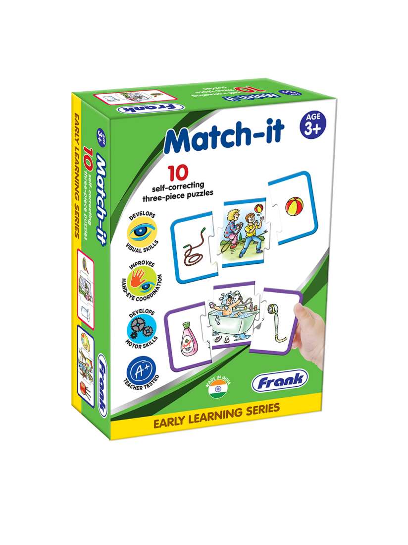 Frank Match-It Puzzle – 30 Pieces, 10 Self-Correcting 3-Piece Puzzles, Early Learner Educational Jigsaw Puzzle Set - Multicolor