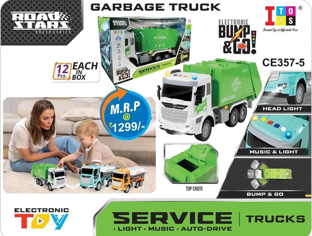 Itoys Garbage Truck Bump & Go - Green
