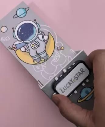 Password Protected Pencil Box with Mirror to Keep Stationery, Makeup Brushes Space Astronaut Themed Pencil Boxes with 1 Compartment - Assorted