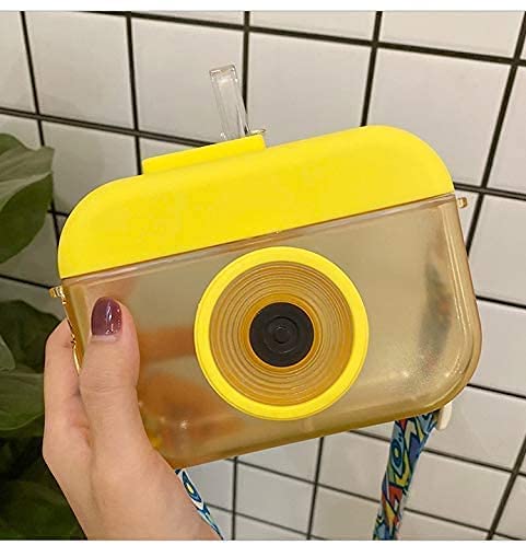 Camera Shape Bottle for Schooling, Cute Kids Water Bottles with Straws For Travel - Pack of 1 - Assorted Color