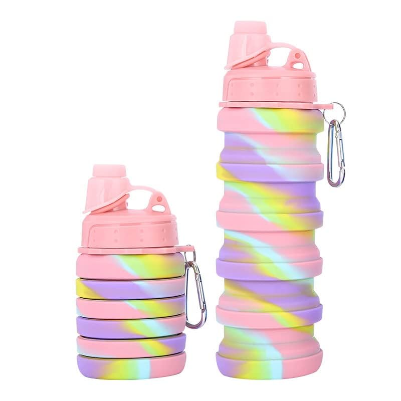 Cute Water Bottle BPA Free 500 ml Printed Themed Foldable Water Bottle Silicone Food Safe Bike, Sports, and Outdoor Activities - Assorted