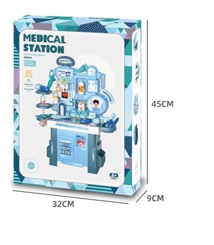 Kids Medical Station Playset – 42-Piece Doctor Role Play Kit with Tools, Medicine Station & Storage | Pretend Play Hospital Toy Set (Multicolor)