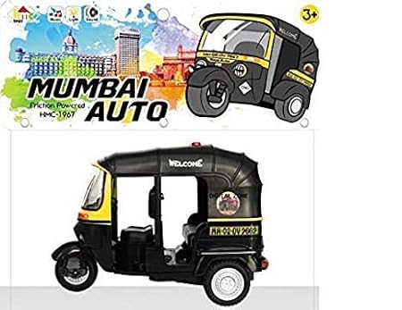 Friction Powered Mumbai Auto Rickshaw Toy with Light and Sound for Kids - Multicolor