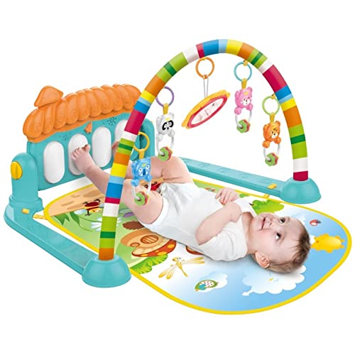 Baby Gym Play Mat, Kick and Play Piano Gym, Musical Activity Center with Cute Hanging Toys For Kids - Multicolor