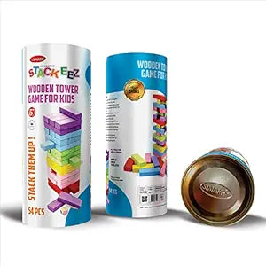 SIMARR Colored Stackeez Wooden Tower Building Game For Kids - Multicolor