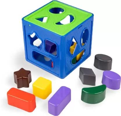 Ratna's Shape Sorter Cube Junior with 18 Pieces in 6 Colors for Kids