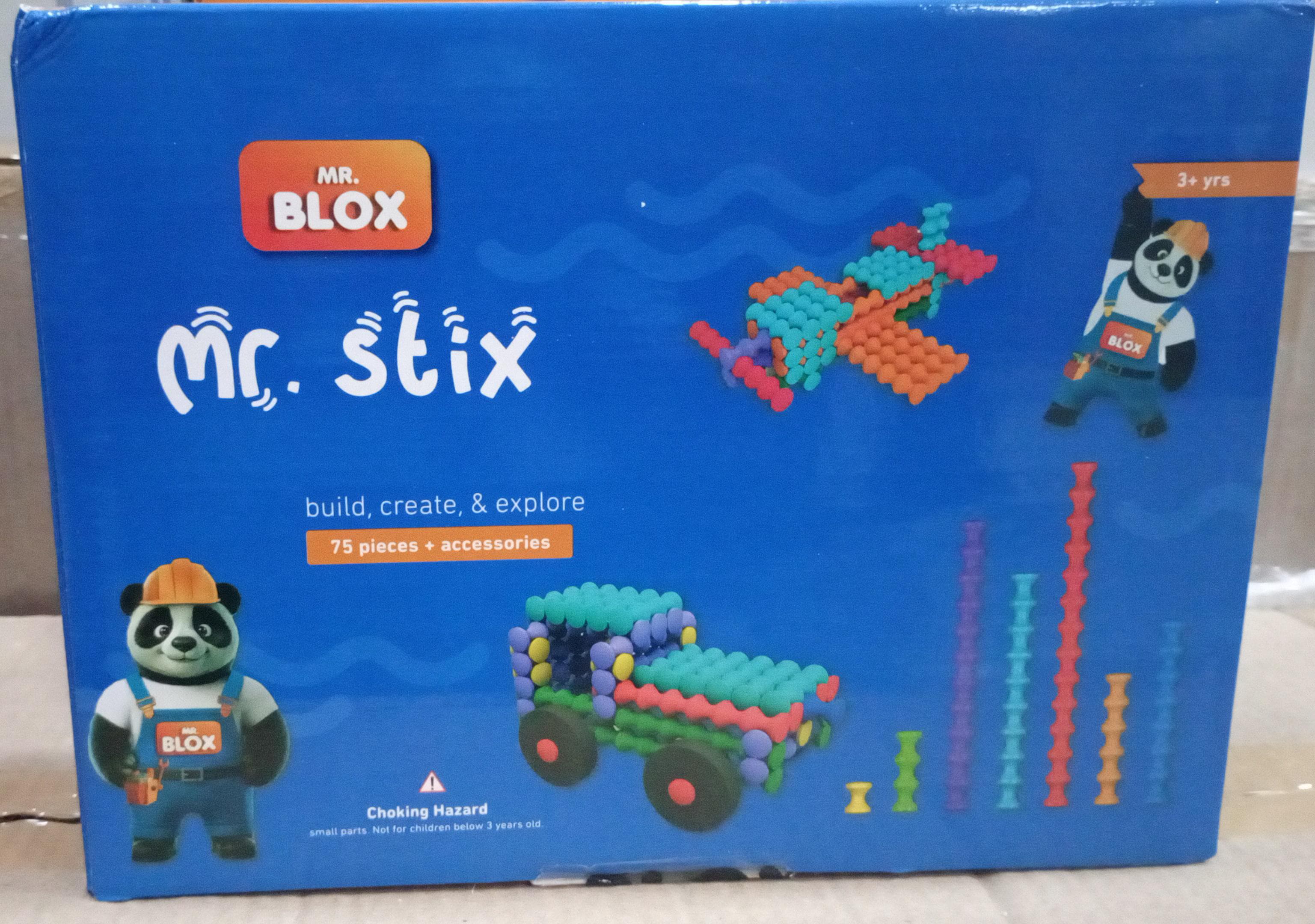 Mr. Blox Building Blocks For Kids - Mr. Stix - Build, Create and Explore - 75 Pcs + Accessories - Multicolor