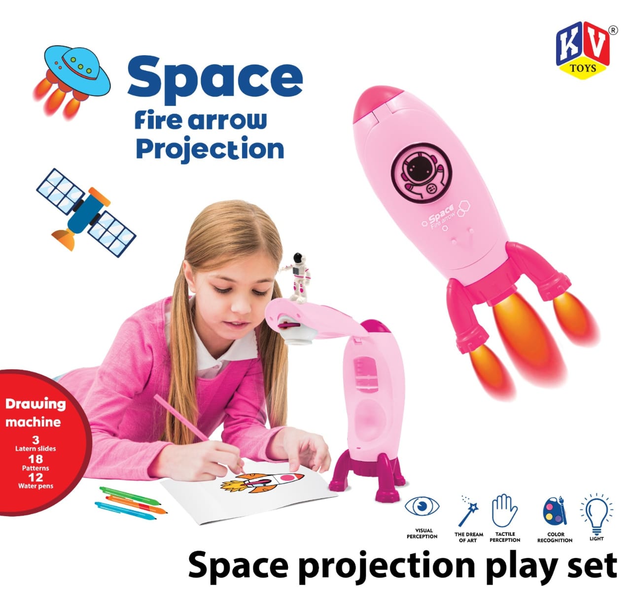 Drawing Projector for Kids, Projection Drawing Board, Space Shuttle Drawing Projector for Kids with Rocket Ship Toys for Kids