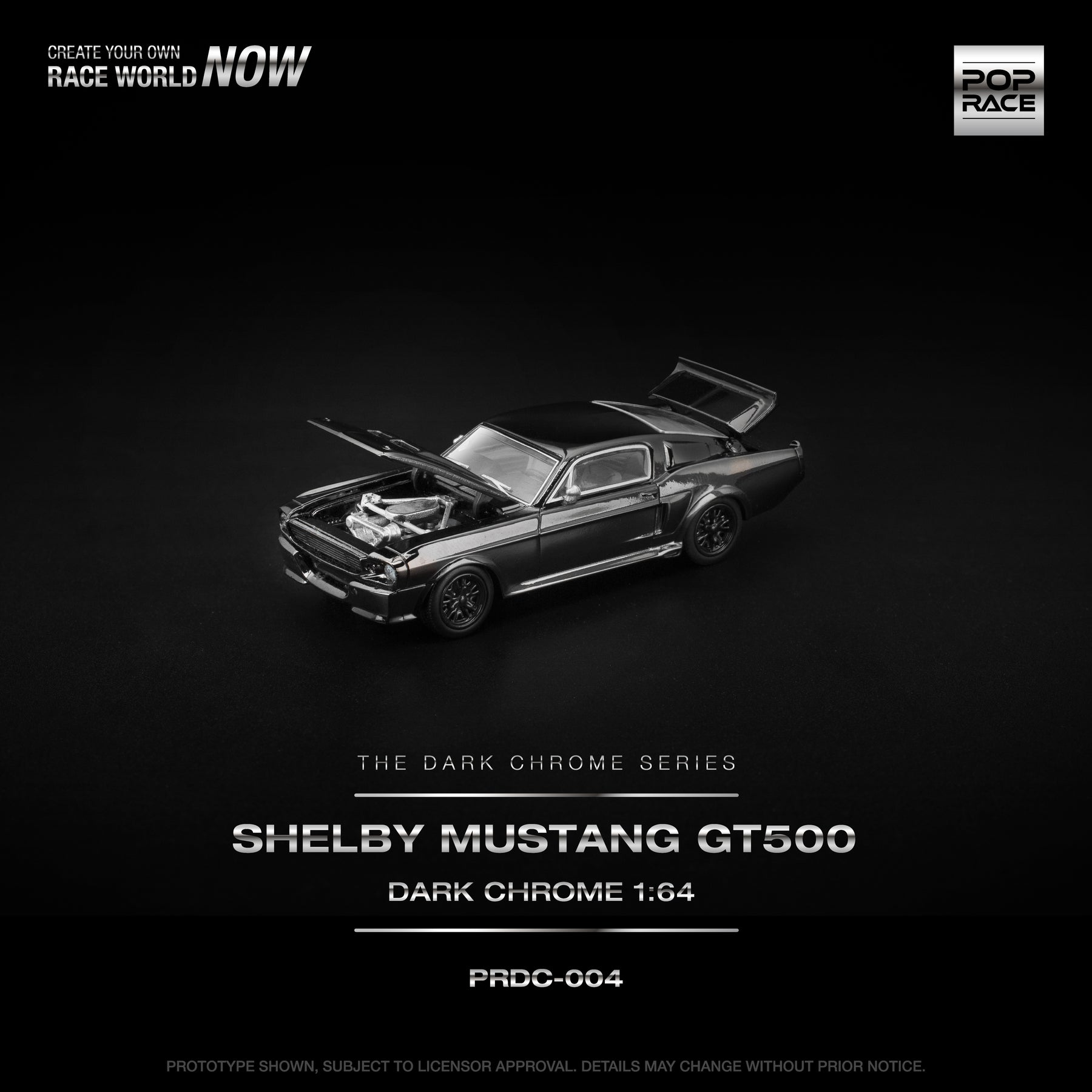 Pop Race - Shelby Mustang Gt500 Dark Chrome - PRDC004