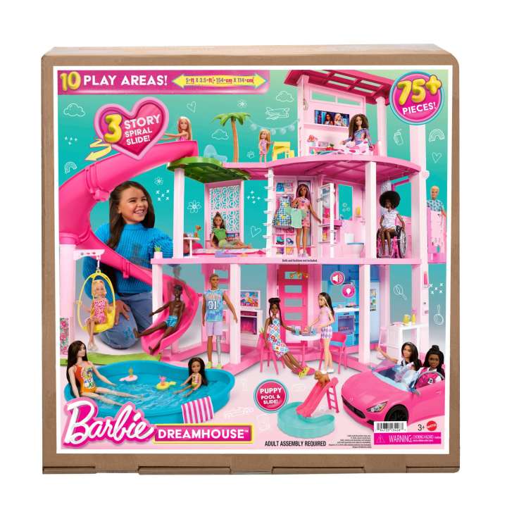 Barbie Dreamhouse, 75+ Pieces, Pool Party Doll House With 3 Story Slide