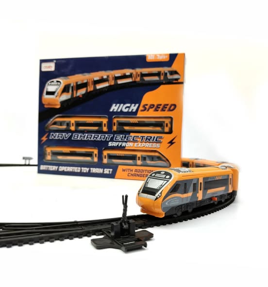 Centy Nav Bharat Electric Saffron Express - Battery Operated Toy Train Set
