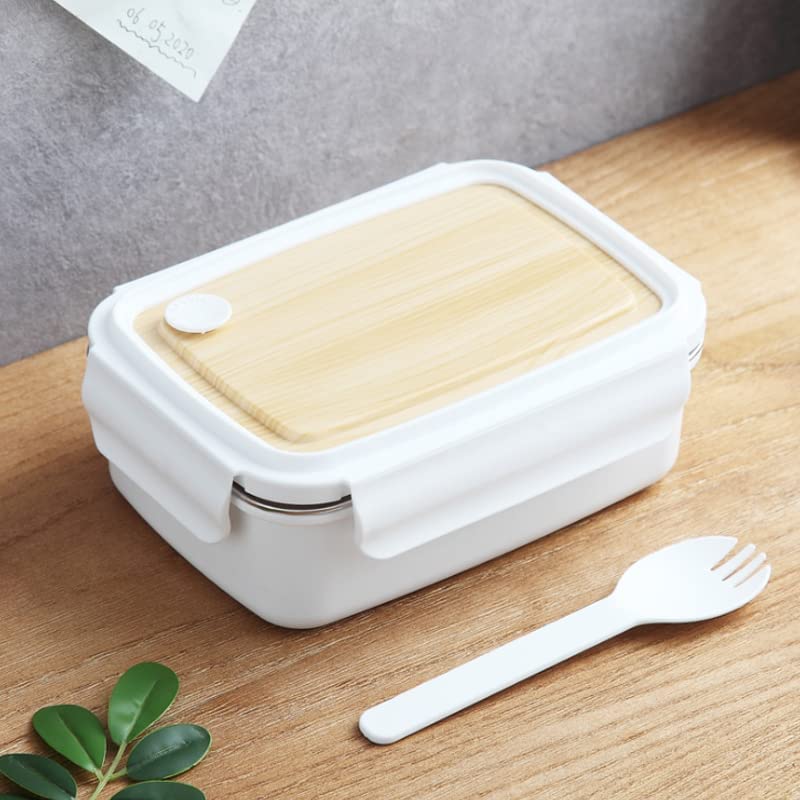 Single Compartment Insulated Lunch Box Stainless Steel Handy Lunch Box with Wooden Style lid Tiffin Box for school and office 800ml