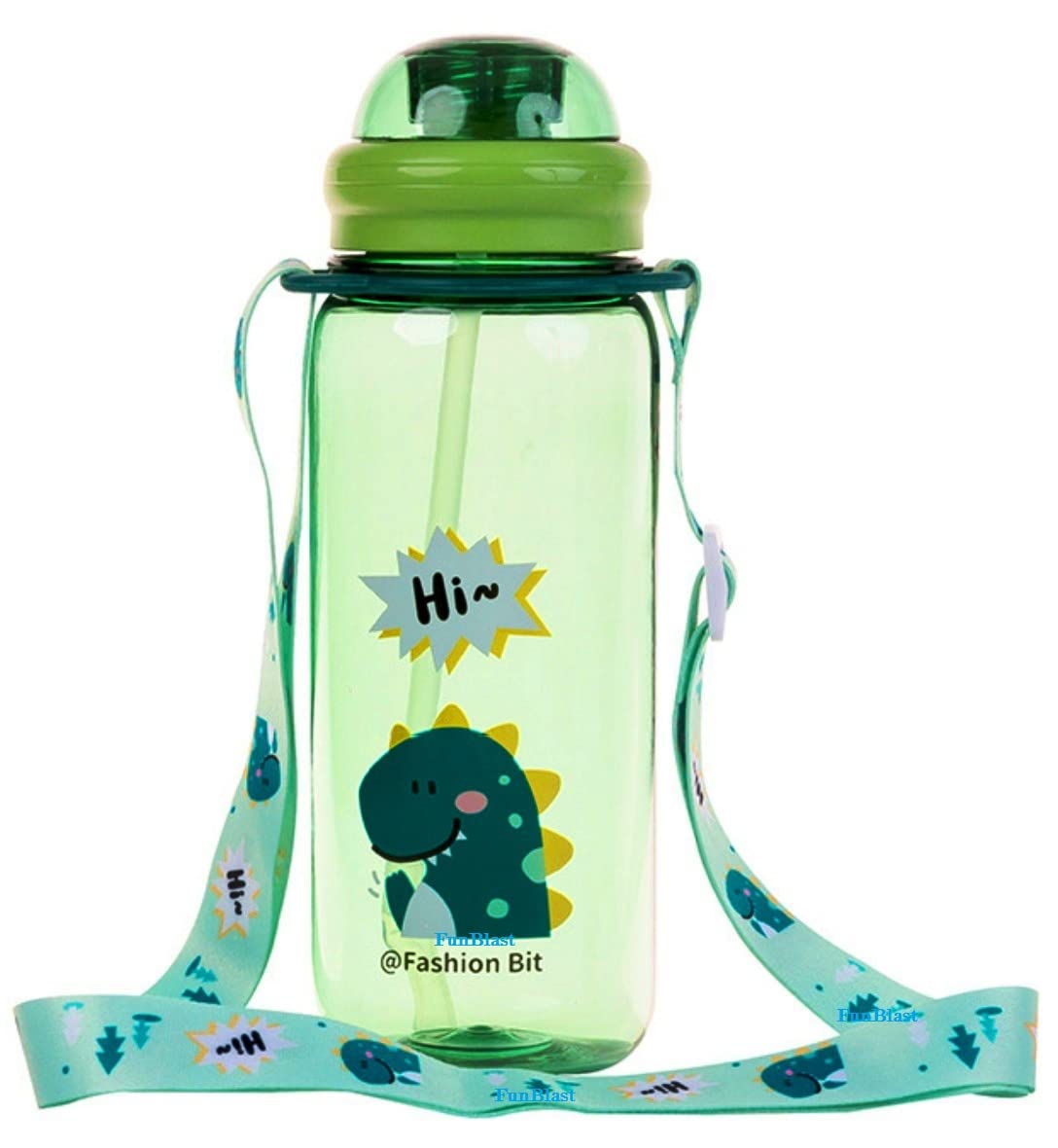 Cute Water Bottle for Kids – Cartoon Animal Design Sipper Bottle with Straw & Adjustable Strap | 520ml