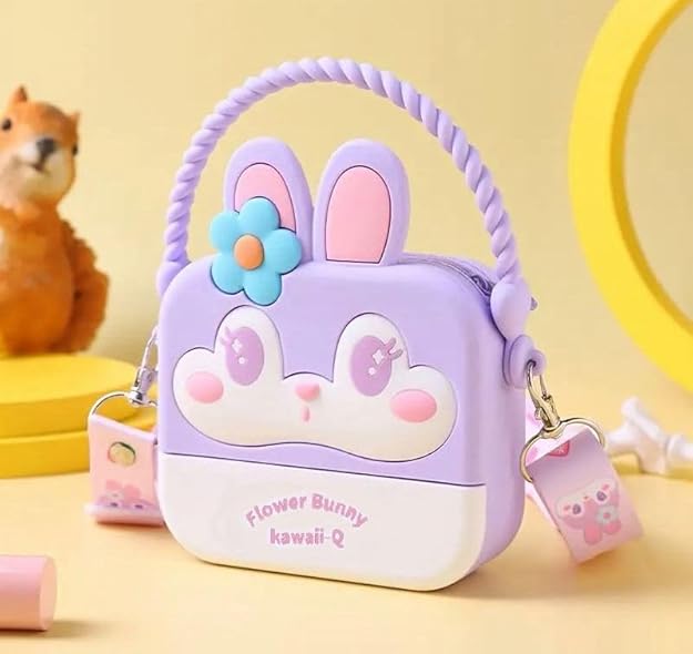 Kawaii - Bunny Sling Bag with Key Ring, Comb & Mirror For Kids - Multicolor