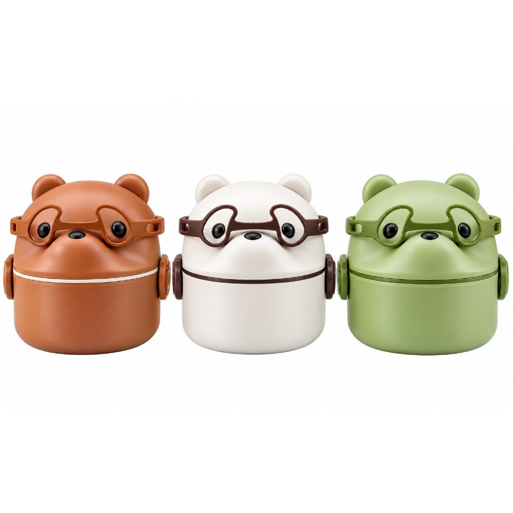 Panda Tiffin Box 400ml, Stainless Steel Lunch Box with Snack Compartment