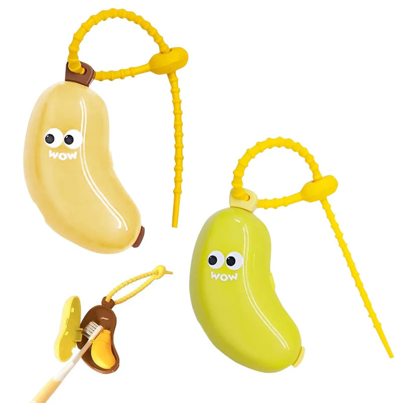 Cots and Cuddles Cute Banana Shape Toothbrush and Toothpaste Holder for Kids Home & Travel use 1pc