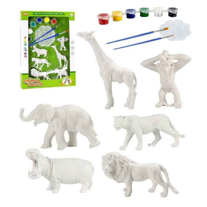 DIY Animals Coloring Toy ,Arts For Kids ,Cute Play Garden & Playground Animals, White