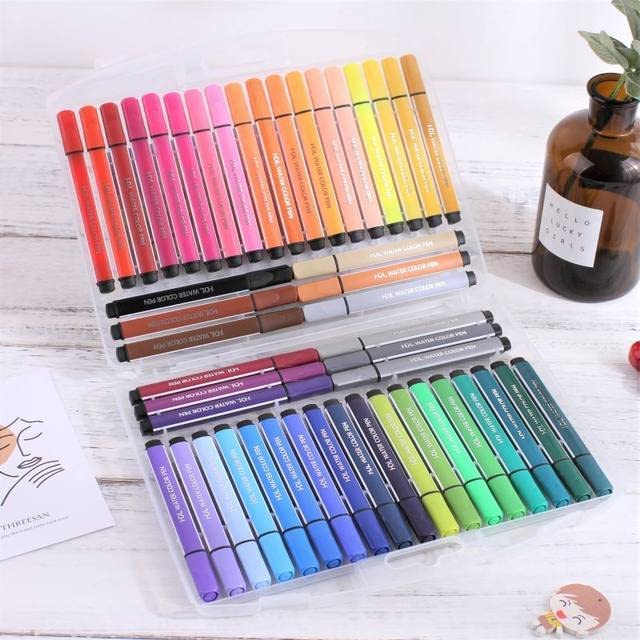 Washable Watercolor Pens Set - Colouring Kit Art Markers Colour Sketch Pens Set Kids 48 Shades