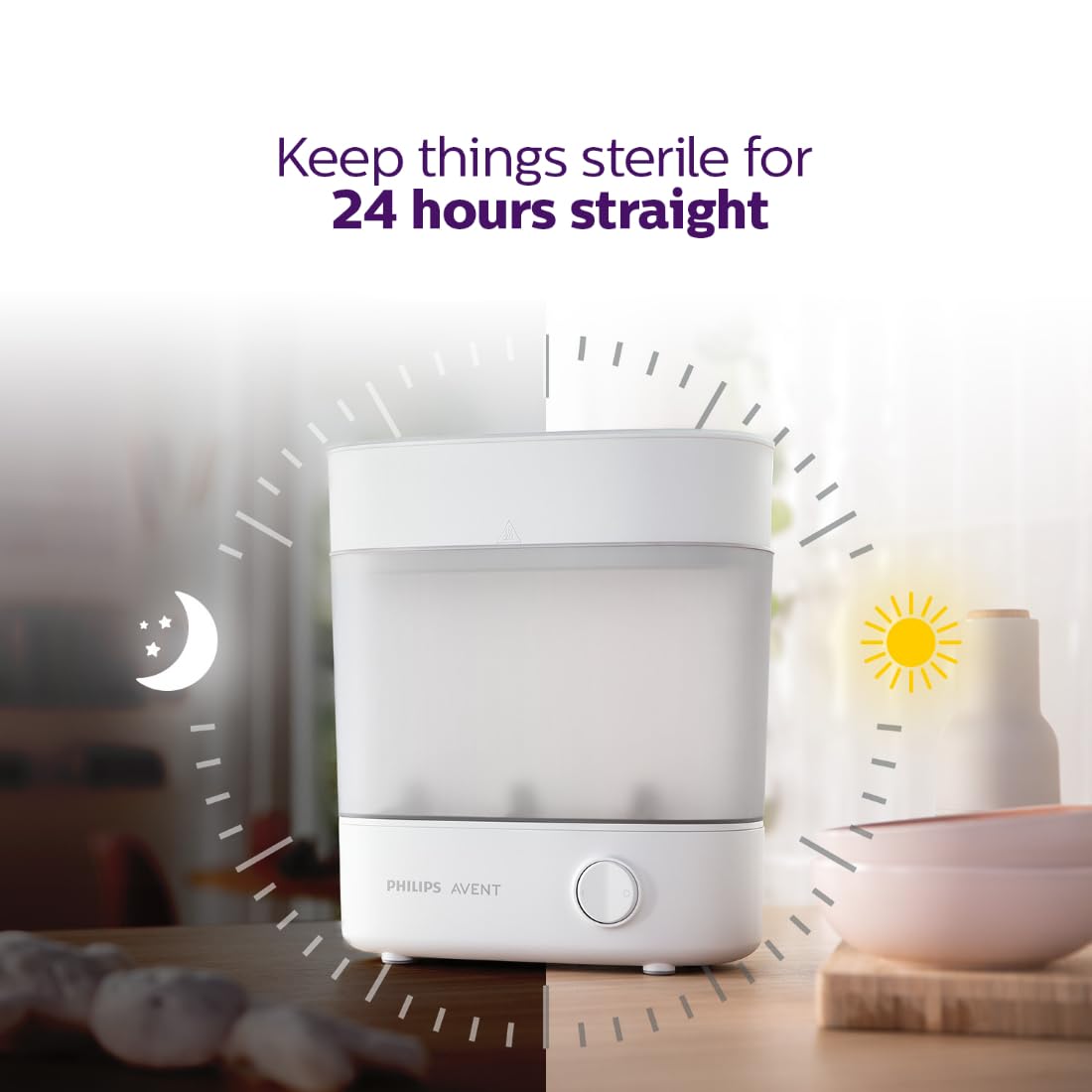 Philips Avent Advance Bottle Sterilizer SCF291/00 : 10-Minute Cycle, Natural Steam Sterilization, 6-Bottle Capacity ( Cordlife )