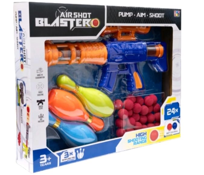 Air Shot Blaster | Pump AIM Shoot| Toy Gun with 24 Foam Balls, 3+ Years
