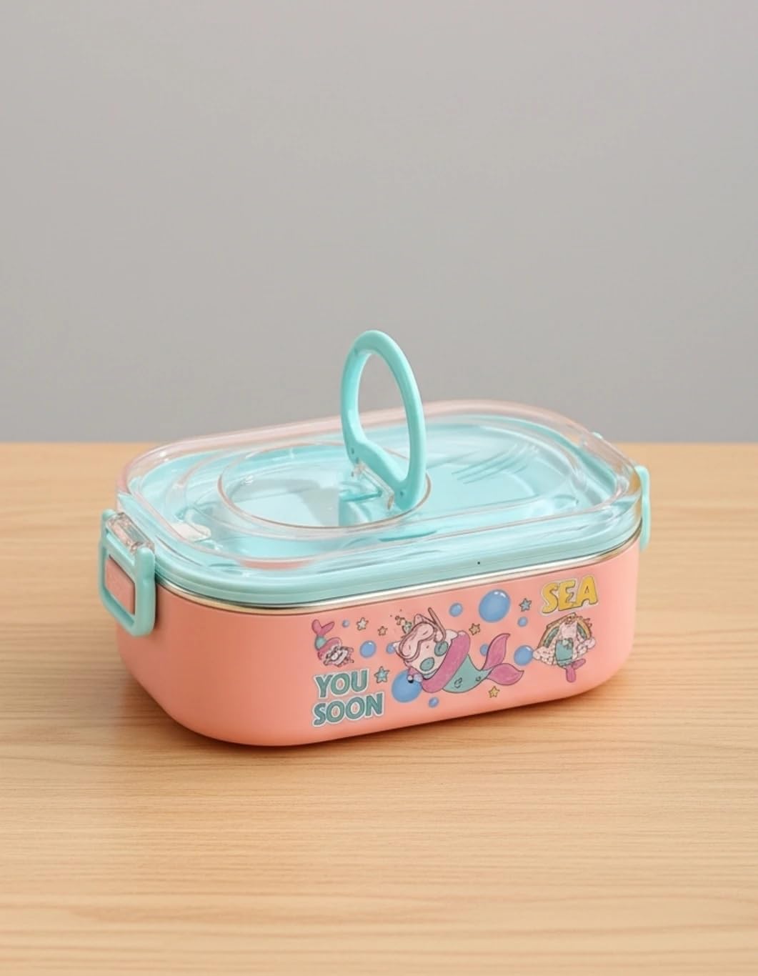 Colorful Stainless Steel Lunch Box for Kids with Animated Characters - Assorted