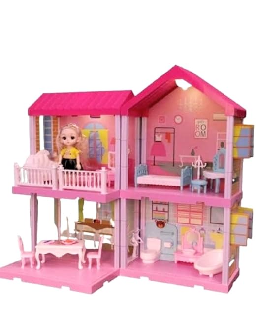 MAMMA MIA Lovely Doll House Play Set with Accessories For Kids - 108 Pcs - Multicolor