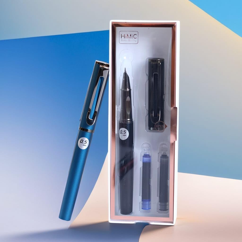 Luxury Metal Body Fountain Pen Mat Finish Include Ink Converter Gift Set for Men & Women with High End Gift Box - Assorted