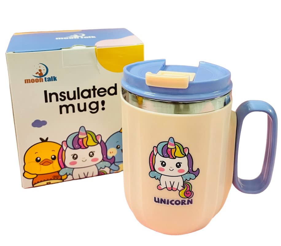 Insulated Mug | Stainless Steel Mug With Lid for Kids, Milk Drinking Cup, Insulated Vacuum Coffee Cup, Birthday Return Gifts - Assorted