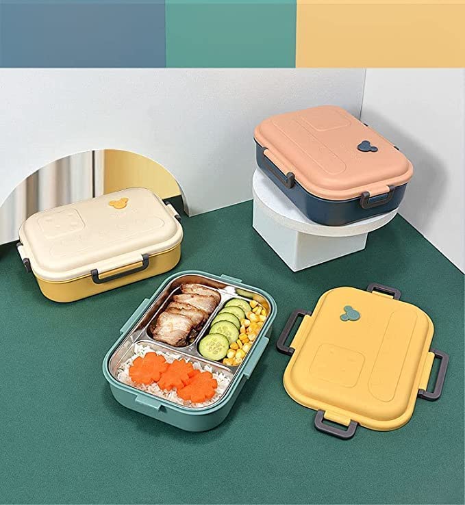 Compartment Insulated Lunch Box Stainless Steel Tiffin Box for School & Office Multicolor