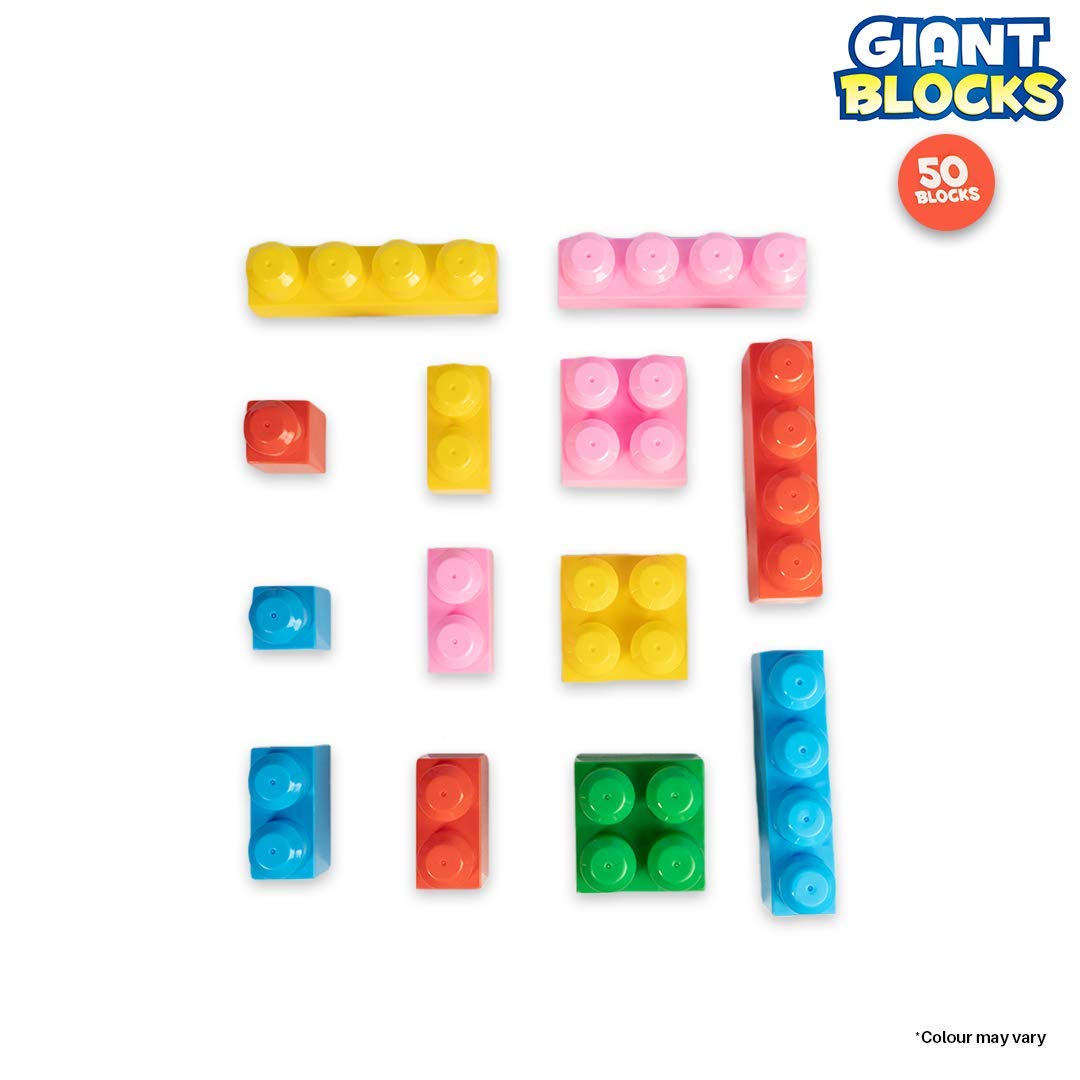 Ratns's Giant Blocks 50 Pcs Big Building Bag with Big Building Blocks, Building Toys for Toddlers