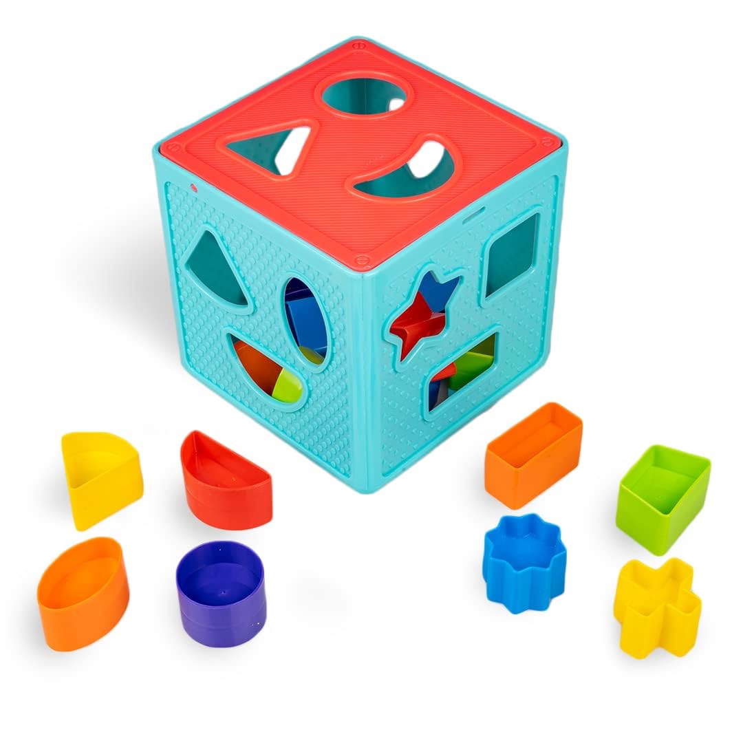 Ratnas Shape Sorter Cube Senior with 18 Colourful Shapes - Multicolor
