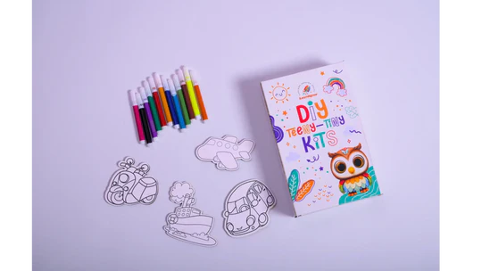 ilearnngrow Teeny Tiny DIY Fridge Magnet – Transport Theme | Paint & Decorate Kit for Kids