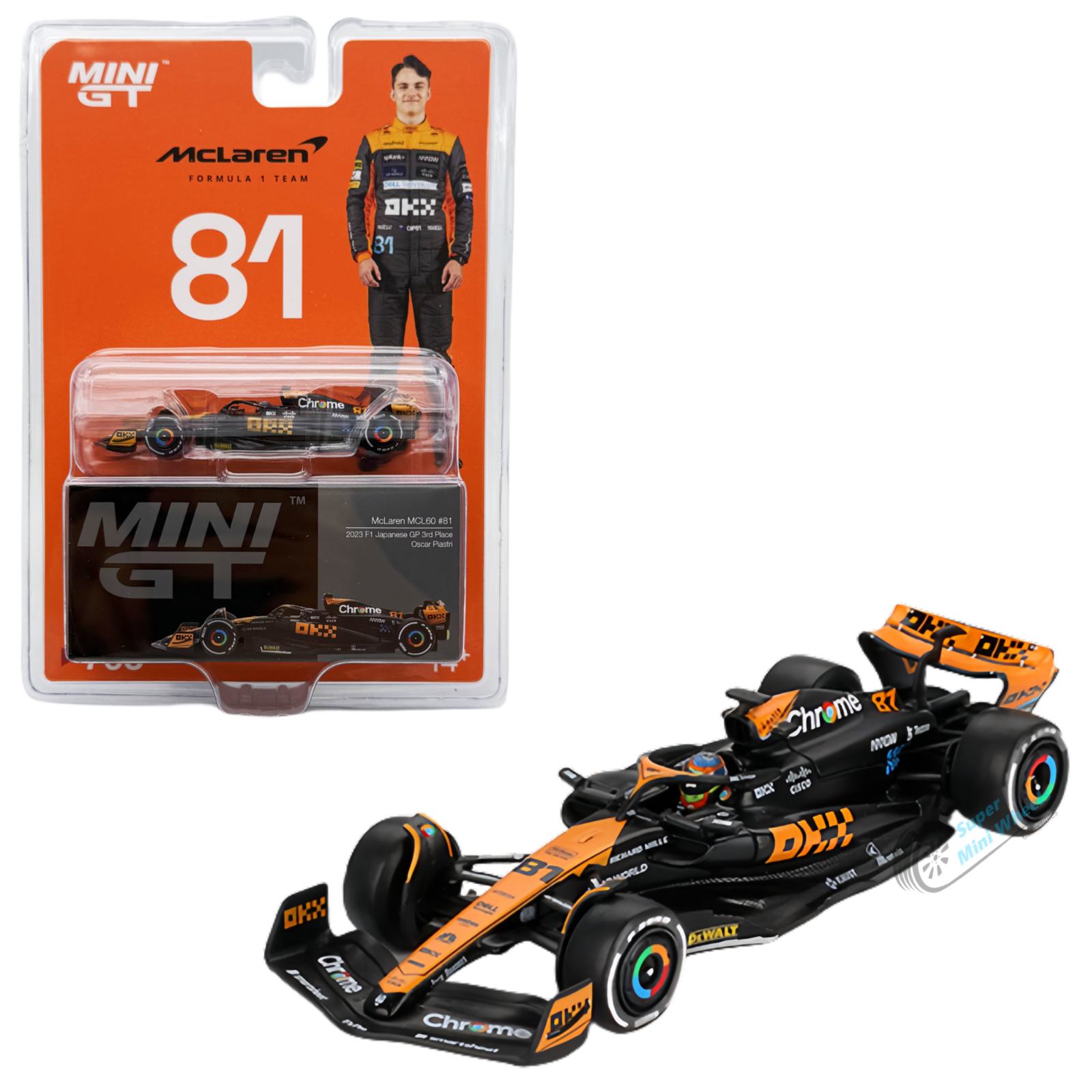 MINI GT #768 Imported Edition - McLaren MCL60 #81 - 2023 F1 Japanese GP 3rd Place Oscar Piastri - Blister Pack