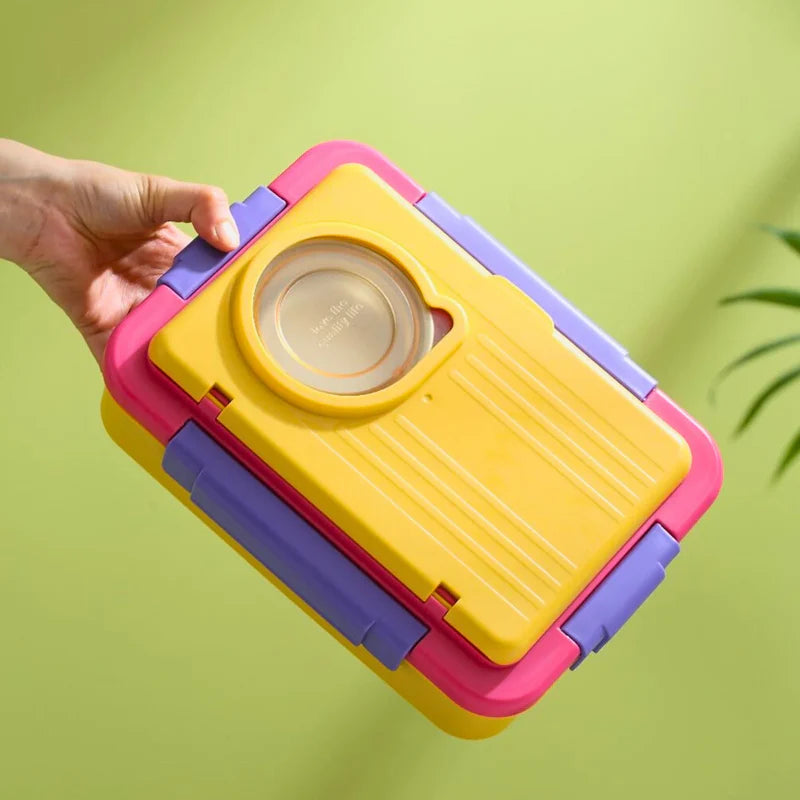 Trendy Space Capsule Lunch Box with 8 Compartment (Yellow Colour)