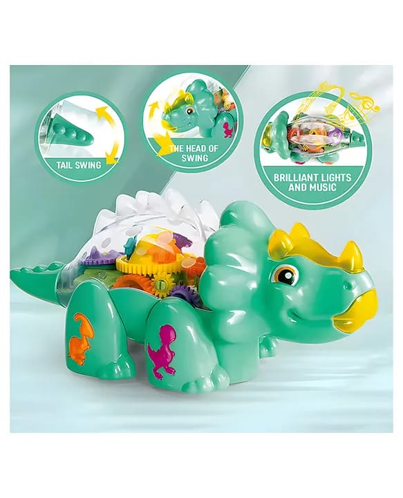 Educational Toys Cute Dinosaur Transparent Shell Lighting Music Dinosaur Car Toy for Kids
