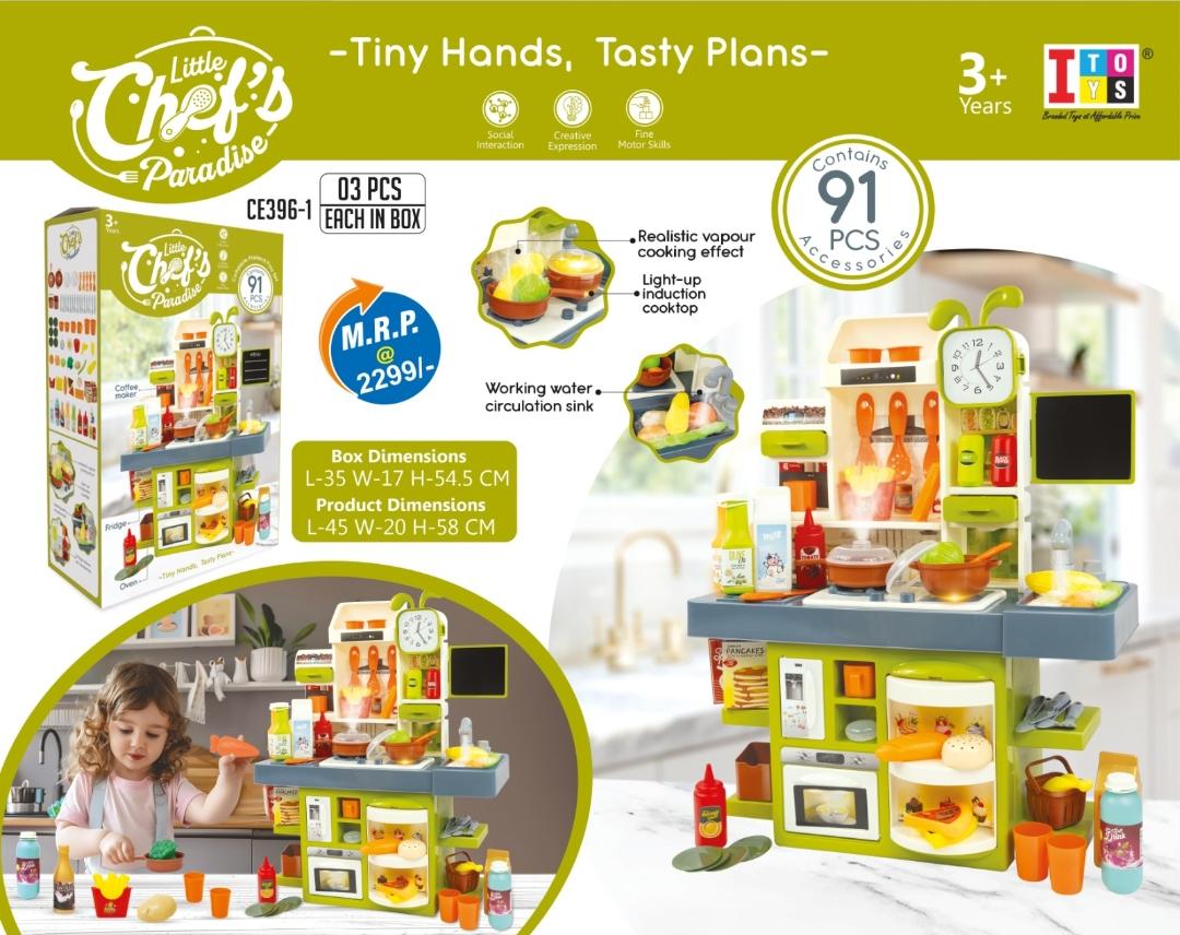 Itoys Little Chef Paradise Kitchen Set for Kids – Pretend Play Cooking Toy with Accessories – Multicolor