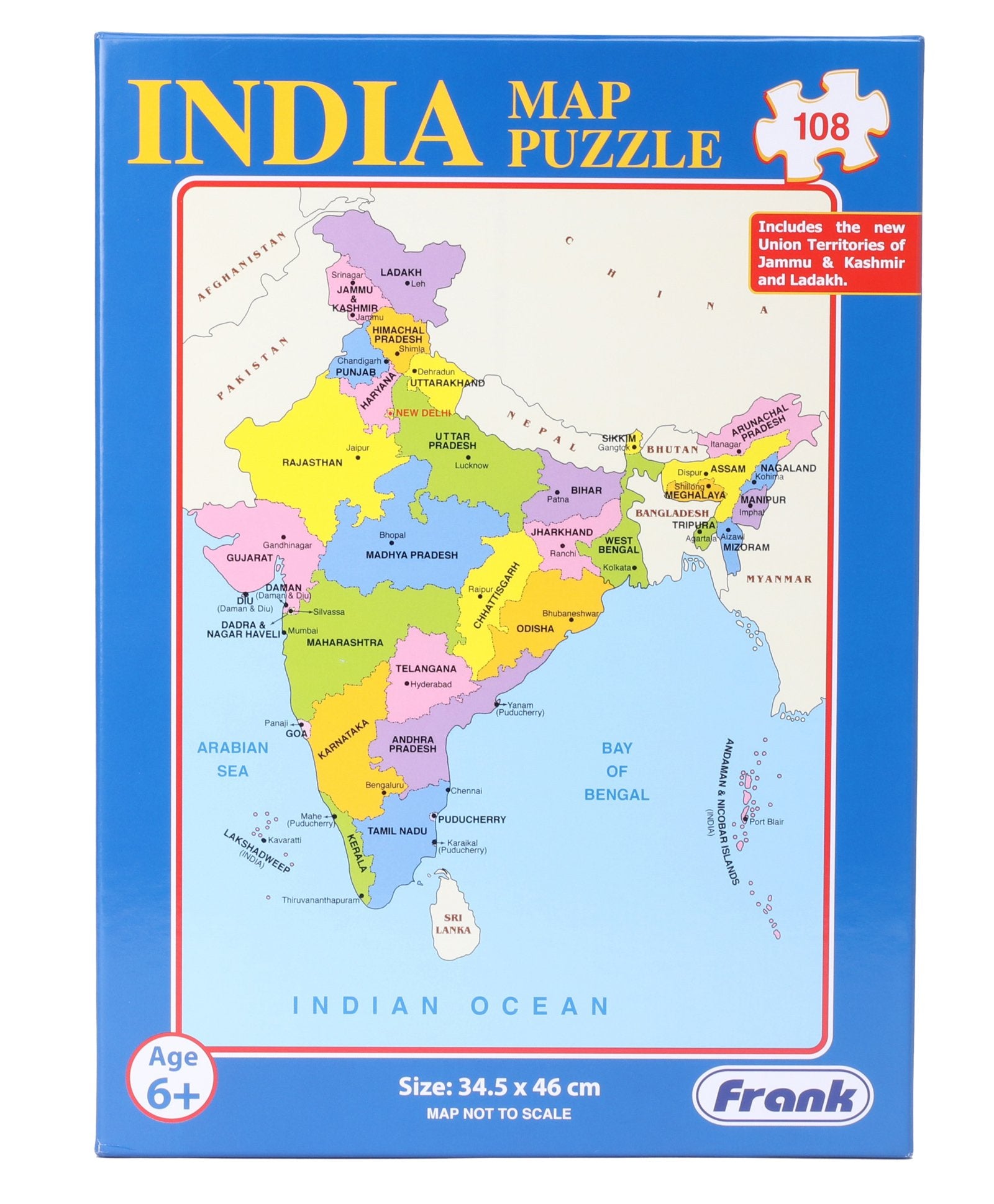 Frank India Map Jigsaw Puzzle - 108 Pieces