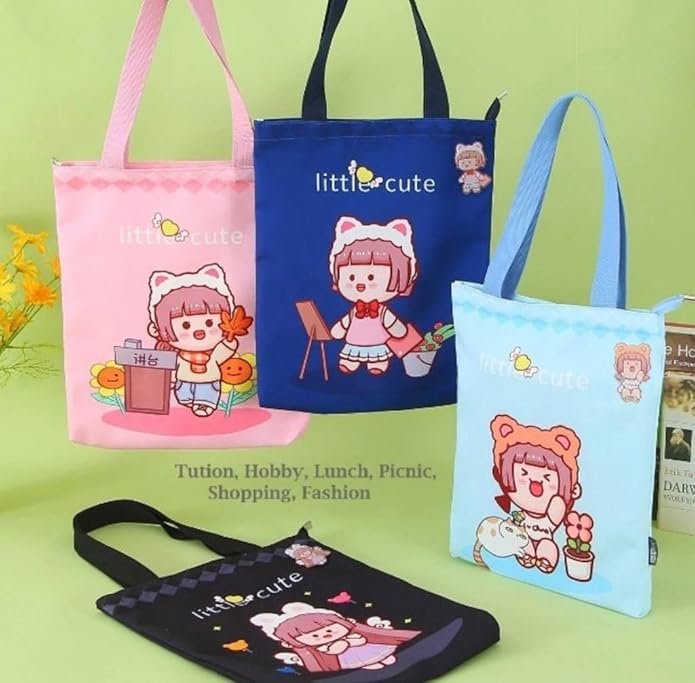 Kawaii-Q Accessories Little Cute Doll Tote Bags – Tuition Bag, Picnic Bag for Girls, Activity Bag, Lunch Bag, Shoulder Bag